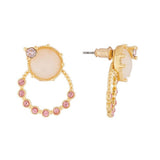 Les Nereides,Stud Earrings With Ring And Pink Stone,One Size