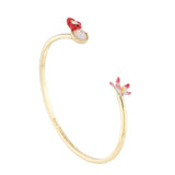 Les Nereides Poppy White Flower And Mother-Of-Pearl Bangle Bracelet