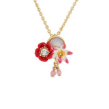 Les Nereides,Poppy, White Flower And Coco-Plum On Mother-Of-Pearls Long Neckalce,One Size