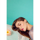 Les Nereides,Stud Earrings With Ring And Blue Stone,One Size