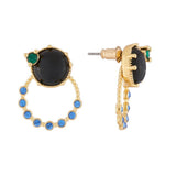 Les Nereides,Stud Earrings With Ring And Blue Stone,One Size