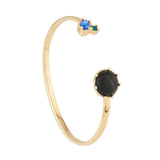 Les Nereides Bangle Bracelet With Onyx Stone And Blue And Green Rhinestone Large