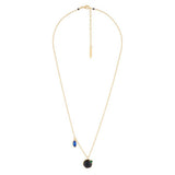 Les Nereides,Onyx And Asymetrical Rhinestones Thin Necklace,One Size