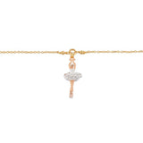Les Nereides,White Mini Ballerina Chain Braclet With Rhinestone And Pearl,One Size