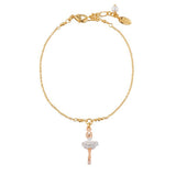 Les Nereides,White Mini Ballerina Chain Braclet With Rhinestone And Pearl,One Size