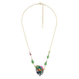 Les Nereides,Toucan, Tropical Leaves And Carved Crystal Long Necklace,One Size