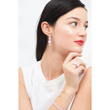 Les Nereides,Hanging Clip-On Earrings La Diamantine With 4 Pink Stones,One Size