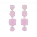 Les Nereides,Hanging Clip-On Earrings La Diamantine With 4 Pink Stones,One Size