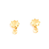 Les Nereides Round Double Citrine Stone Dormeuse Earrings
