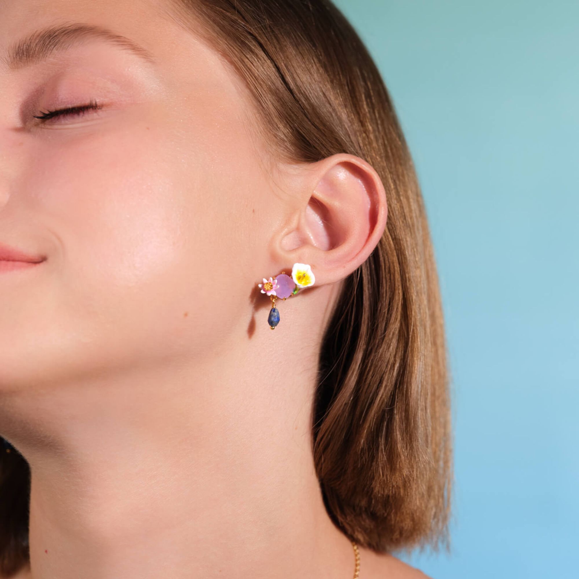 Les Nereides Calla And Lapis Lazuli Clip-On Earrings | Accessories | Earrings | Fashion Jewellery | Women | Women Earrings | Womens Les Nereides Calla And Lapis Lazuli Clip-On Earrings | Accessories | Earrings | Fashion Jewellery | Women | Women Earrings | Womens
