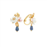 Les Nereides White Water Lily And Lapis Lazuli Clip-On Earrings