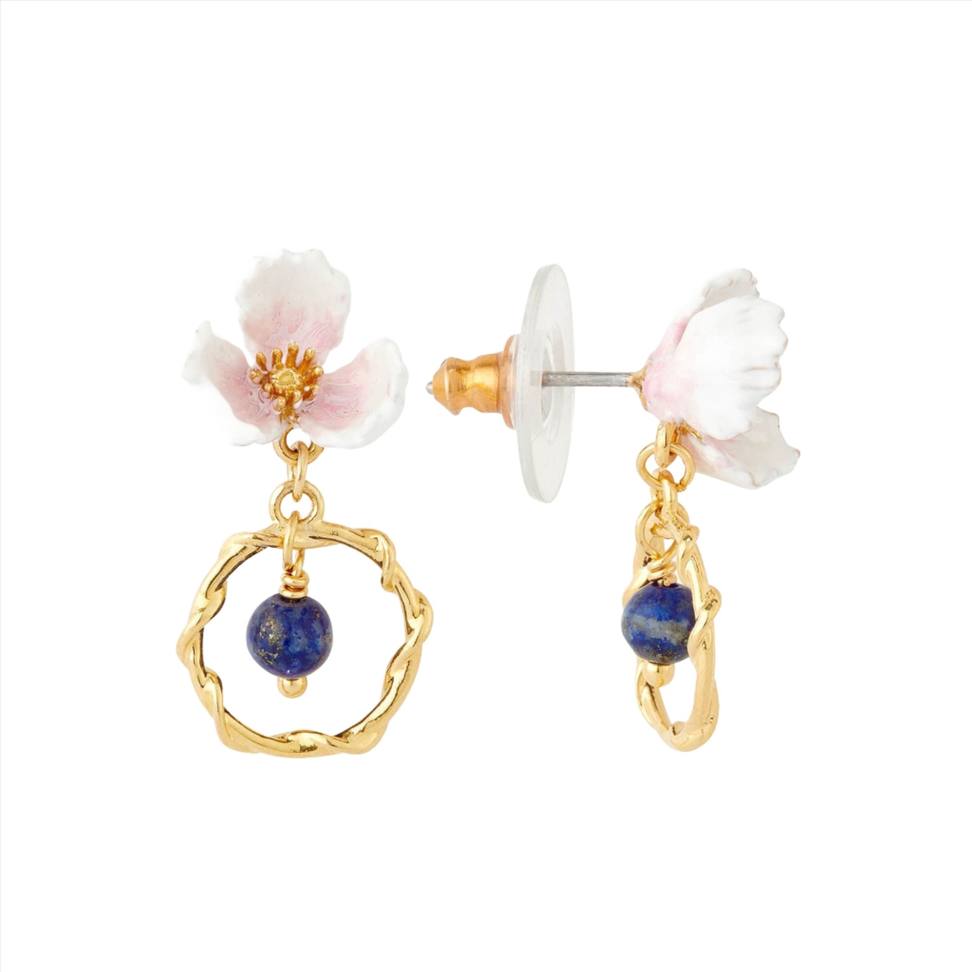 Les Nereides White Flower And Lapis Lazuli Hoop Earrings | Accessories | Earrings | Fashion Accessories & Jewellery | Fashion Accessories & Jewrllery | Fashion Jewellery | Women | Women Earrings | Womens Les Nereides White Flower And Lapis Lazuli Hoop Earrings | Accessories | Earrings | Fashion Accessories & Jewellery | Fashion Accessories & Jewrllery | Fashion Jewellery | Women | Women Earrings | Womens