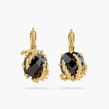 Les Nereides notes de coeur earrings, patchouli flower and black faceted glass sleeper earrings