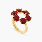 LES NEREIDES Diamantine Ring Red Garnet 6 stone-size 56