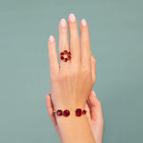 LES NEREIDES Diamantine Ring Red Garnet 6 stone-size 56
