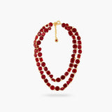 LES NEREIDES Garnet Red Diamantine Luxurious Two Row Necklace