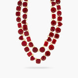 LES NEREIDES Garnet Red Diamantine Luxurious Two Row Necklace