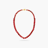 LES NEREIDES Garnet Red Diamantine Round Stone Long Necklace