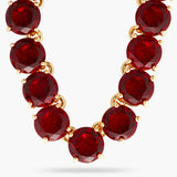 LES NEREIDES Garnet Red Diamantine Round Stone Long Necklace