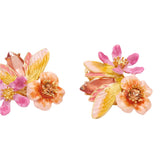 LES NEREIDES Vine Butterfly And Flower Clip-On Earrings