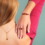Les Nereides Garnet Red Diamantine 5 Stone Fine Bracelet, One Size