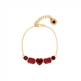 Les Nereides Garnet Red Diamantine 5 Stone Fine Bracelet, One Size