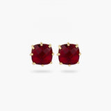 LES NEREIDES Garnet Red Diamantine Square Stone Post Earrings