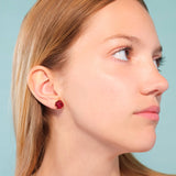 LES NEREIDES Garnet Red Diamantine Square Stone Post Earrings