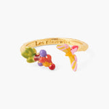LES NEREIDES Bunch Of Grapes And Vine Butterfly Adjustable Ring