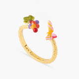 LES NEREIDES Bunch Of Grapes And Vine Butterfly Adjustable Ring