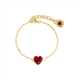 LES NEREIDES Garnet Red Diamantine Heart Fine Bracelet