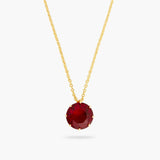 LES NEREIDES Garnet Red Diamantine Round Stone Long Necklace