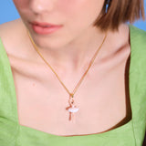 LES NEREIDES Pale Pink And White Ballerina Pendant Necklace