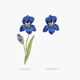 Les Nereides Siberian Iris Asymmetrical Post Earrings