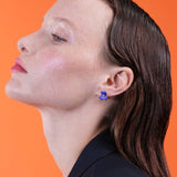 Les Nereides Siberian Iris Asymmetrical Post Earrings