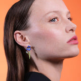 Les Nereides Siberian Iris Asymmetrical Post Earrings