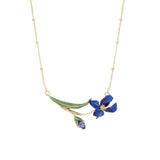 Les Nereides Siberian Iris And Faceted Glass Fine Necklace