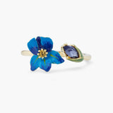 Les Nereides Siberian Iris And Faceted Glass Adjustable Ring