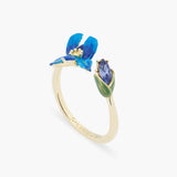 Les Nereides Siberian Iris And Faceted Glass Adjustable Ring