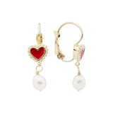Les Nereides Heart And Cultured Pearl Sleeper Earrings