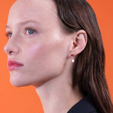 Les Nereides Heart And Cultured Pearl Sleeper Earrings