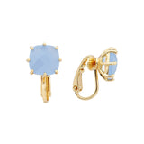 Les Nereides Sky Blue Diamantine Square Stone Clip-On Earrings