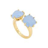 Les Nereides Sky Blue Diamantine Adjustable You And Me Ring