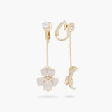Les Nereides White Iris Pendant Clip-On Earrings