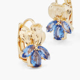 Les Nereides Gold Iris And Blue Crystal Sleeper Earrings