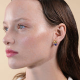 Les Nereides Gold Iris And Blue Crystal Sleeper Earrings