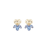 Les Nereides Gold Iris And Blue Crystal Post Earrings