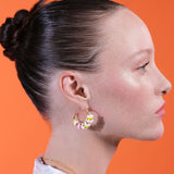 Les Nereides White And Purple Crocus Hoop-Earrings