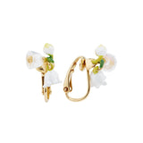 Les Nereides Lily Of The Valley Sprig Clip-On Earrings