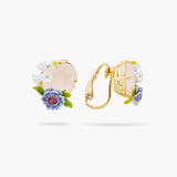 Les Nereides Rose Quartz And Floral Composition Sleeper Earrings